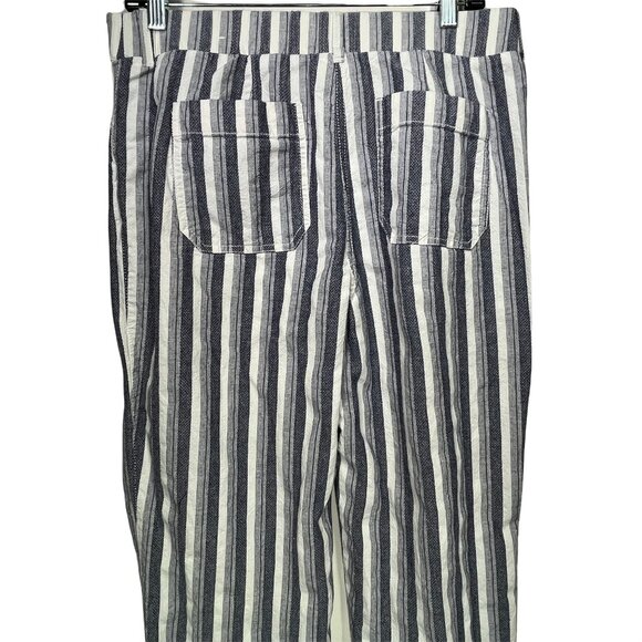 Chico's Blue Cream Striped Cotton Wide Leg Pants Size 1 Medium Casual - Picture 10 of 12